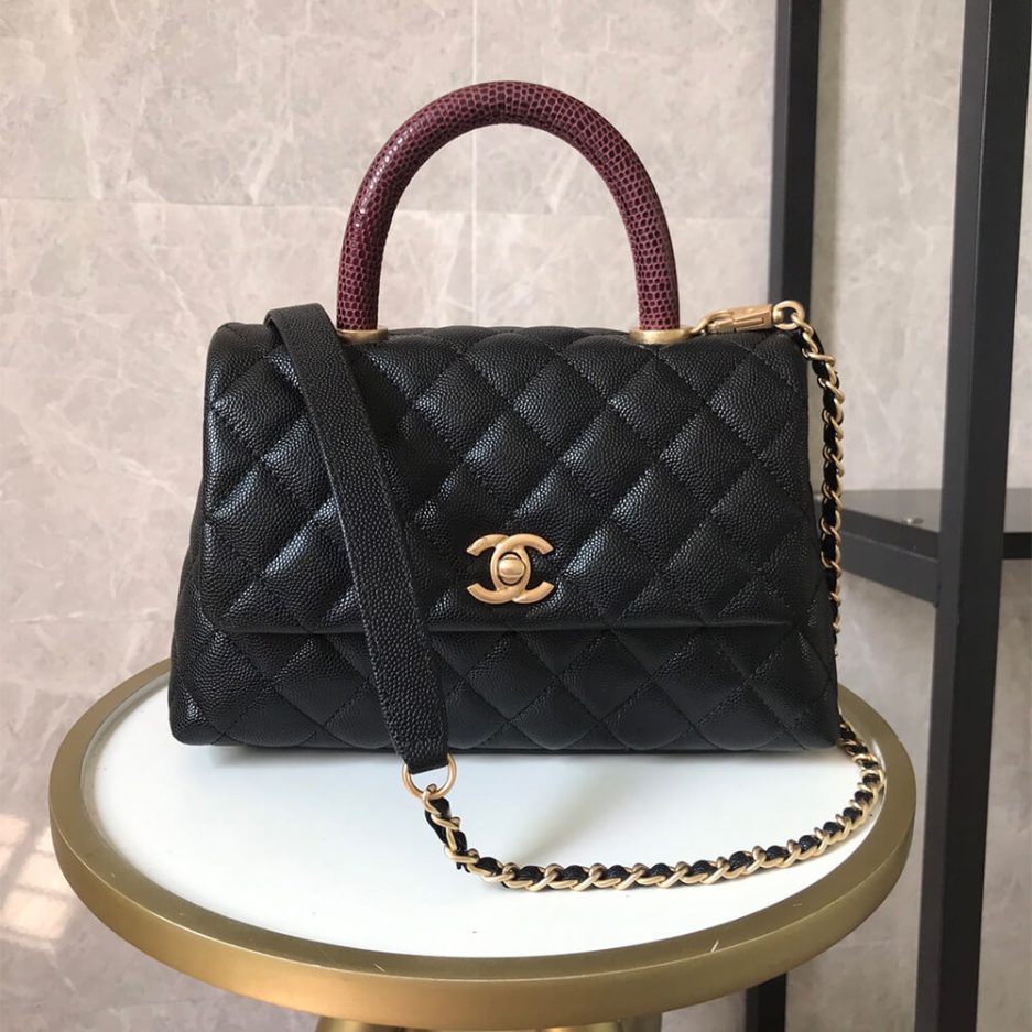 Ch*el coco handle flap shoulder bag pm
