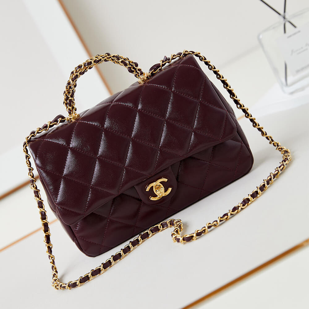 Ch*el flap bag with top handle