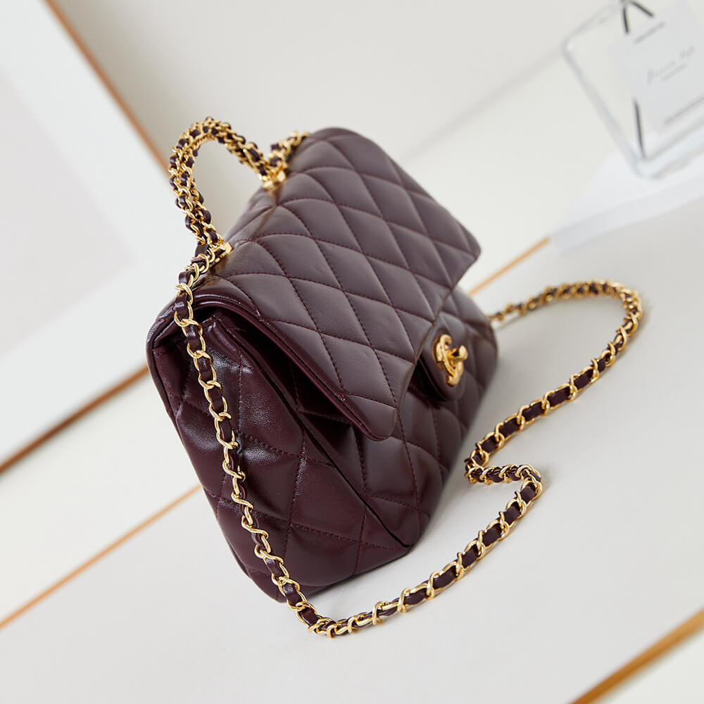 Ch*el flap bag with top handle