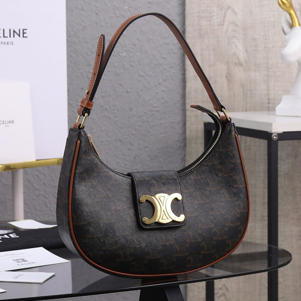 Ce**e medium ava triomphe bag in triomphe canvas and calfskin