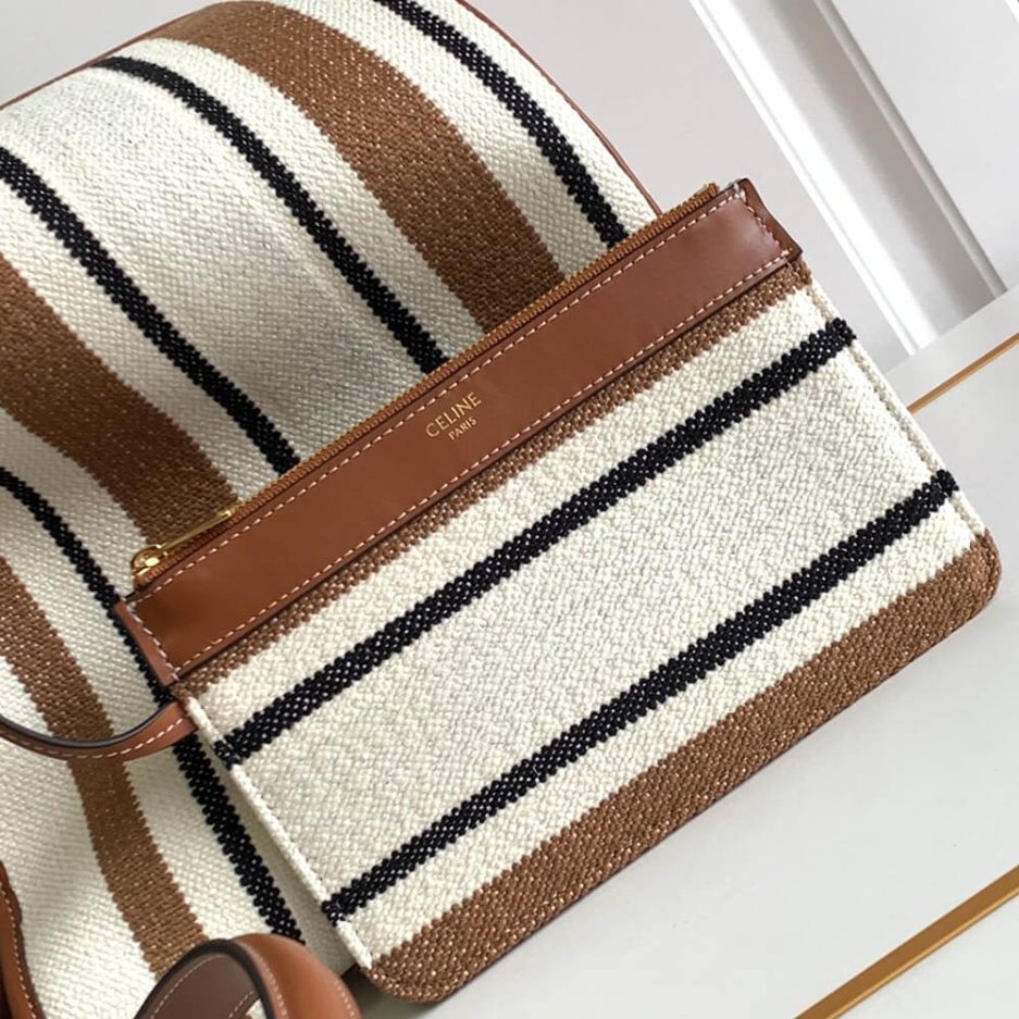 Ce**e bucket 16 bag in striped textile with Ce**e jacquard(high-end grade)