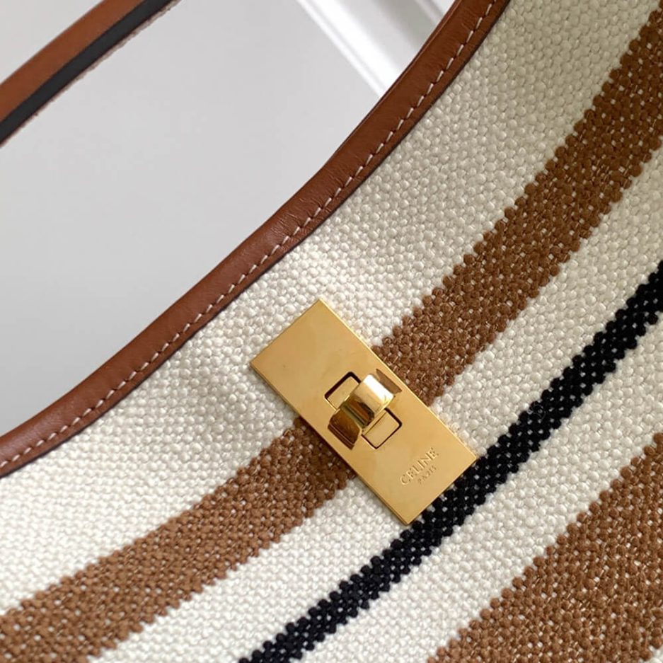 Ce**e bucket 16 bag in striped textile with Ce**e jacquard(high-end grade)