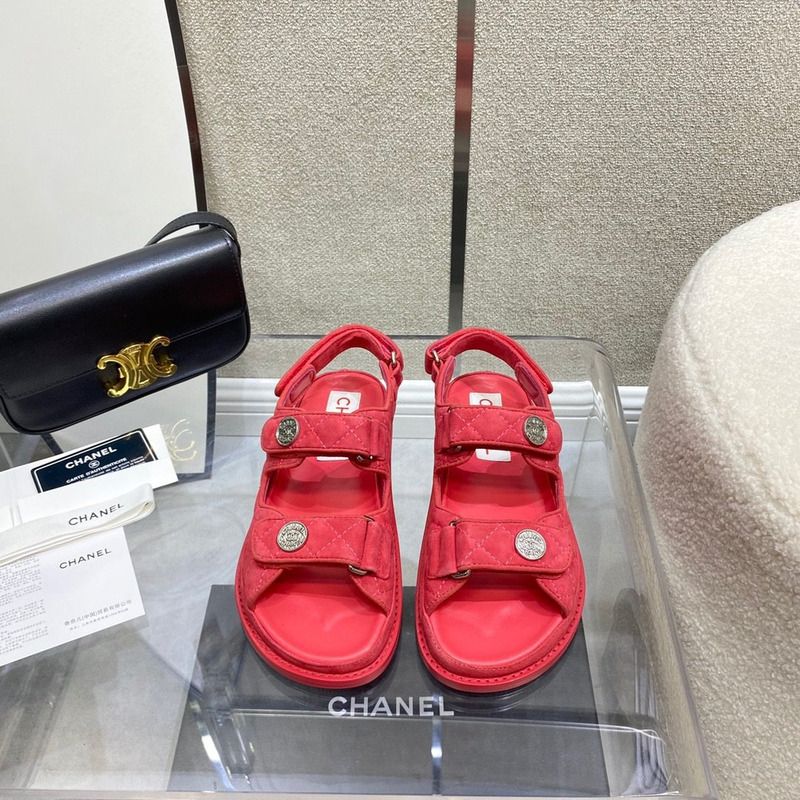 Ch*el womens sandals red