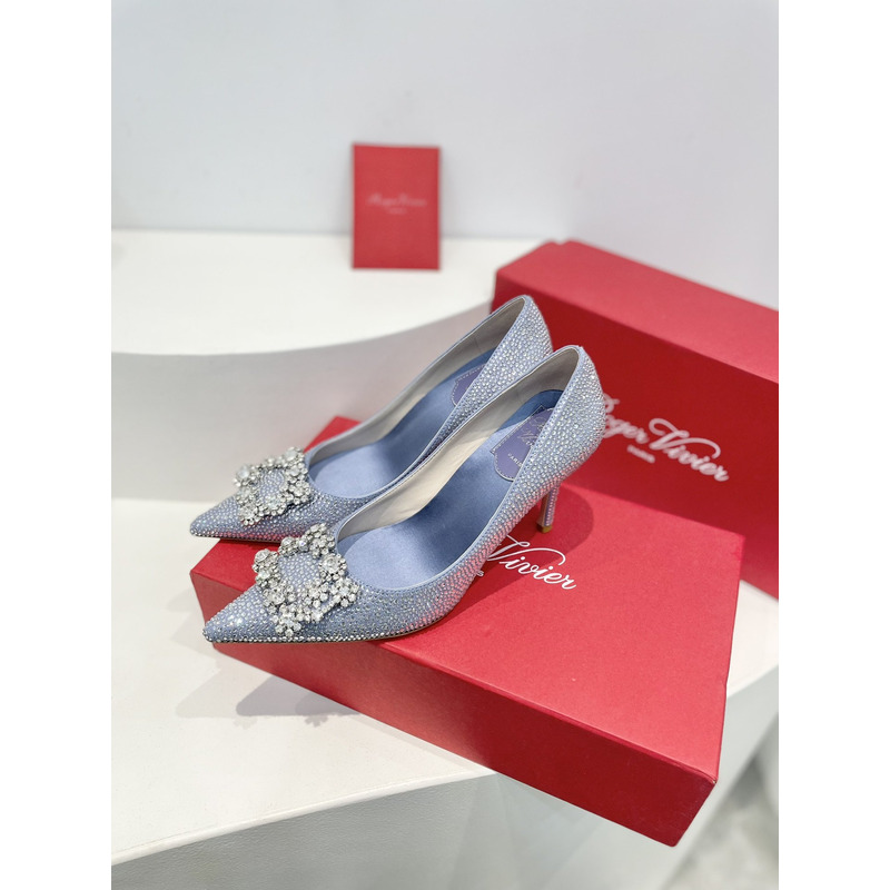 roger u1u1er flower strass heel blue