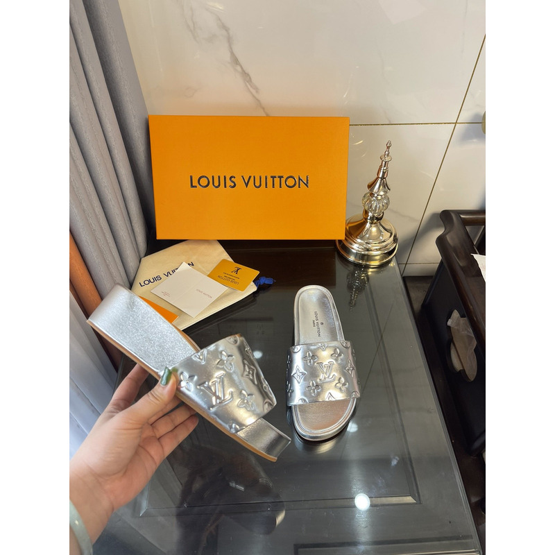 LV Jumbo Flatform Mule Silver