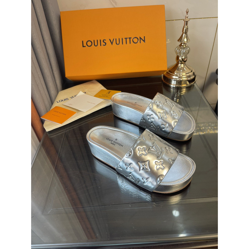LV Jumbo Flatform Mule Silver