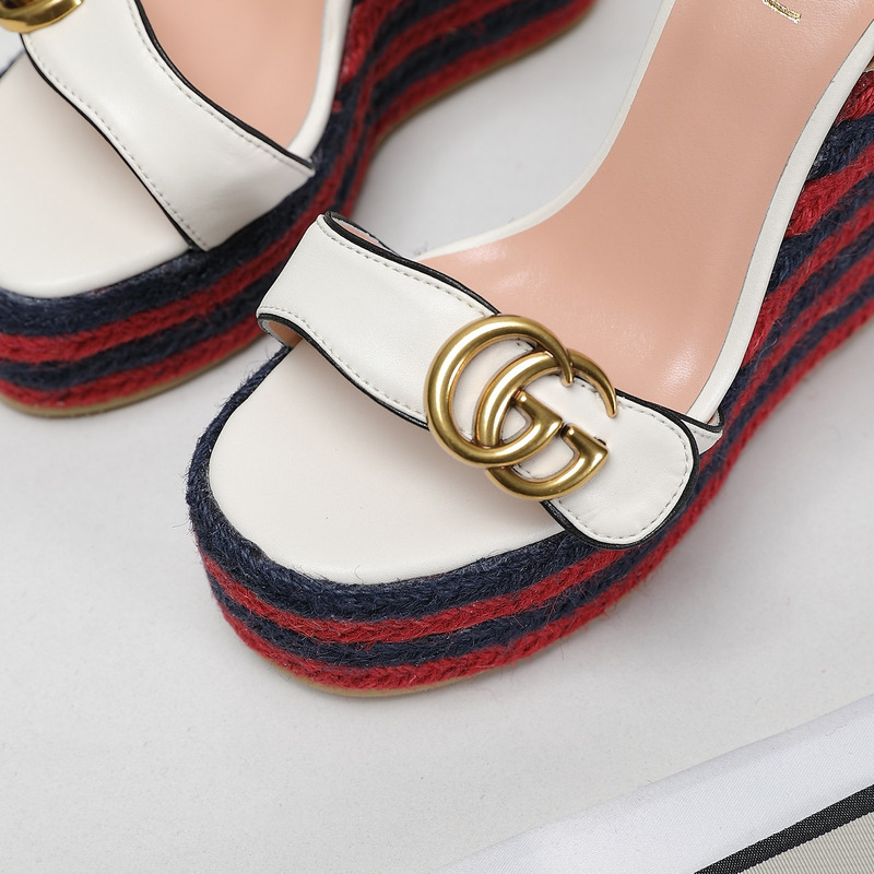 G*u*i leather platform espadrille white