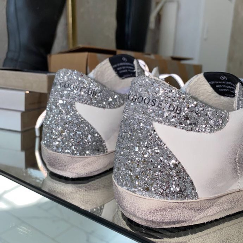 golden goose S*per-star sneakers with sliver star and sliver heel tab