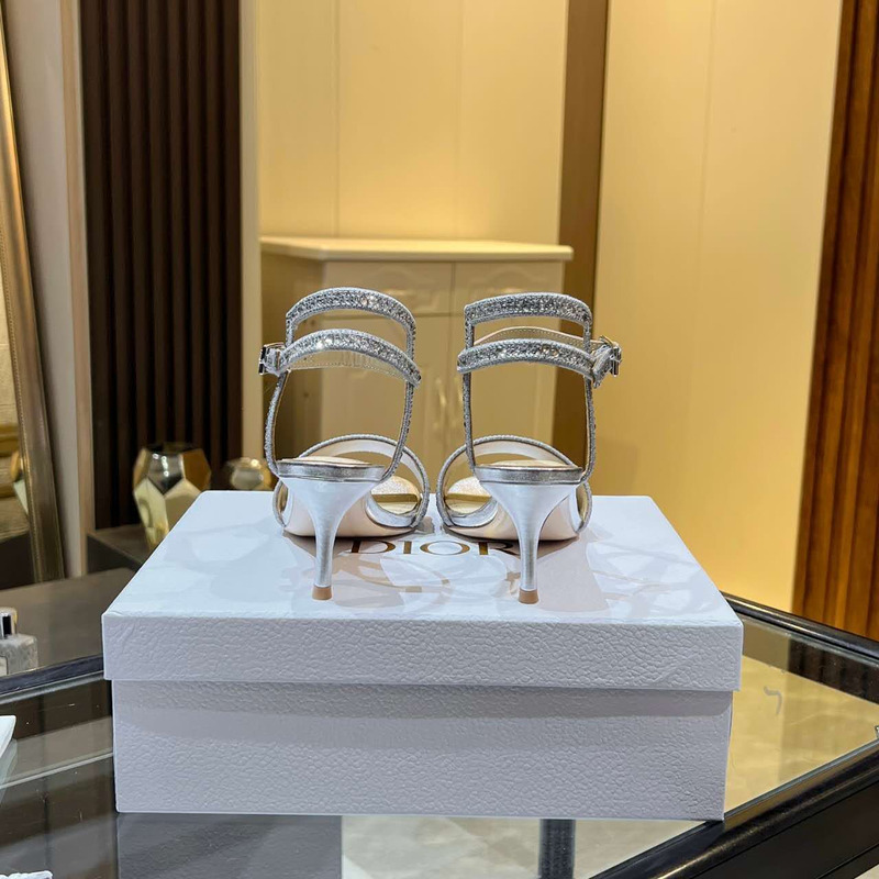 ch**an D*or casual style blended fabrics plain heels silver