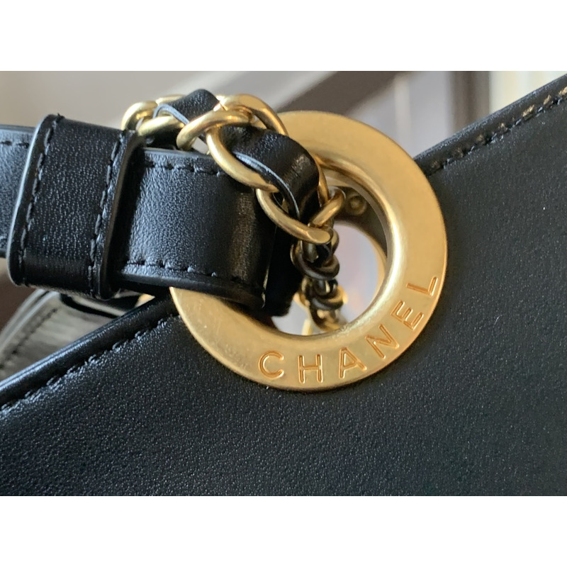 Ch*el 22 calfskin tote bag large black