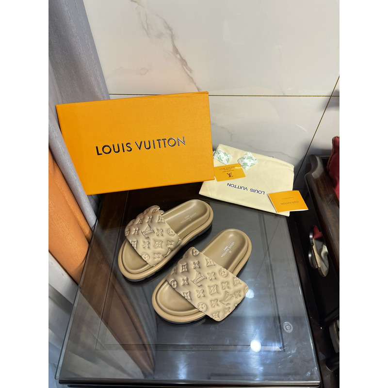 l**is V*t*n pool pillow comfort mules khaki green