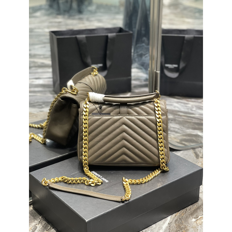 Saint Laurent Monogram College Frosted Shoulder Bag Grey