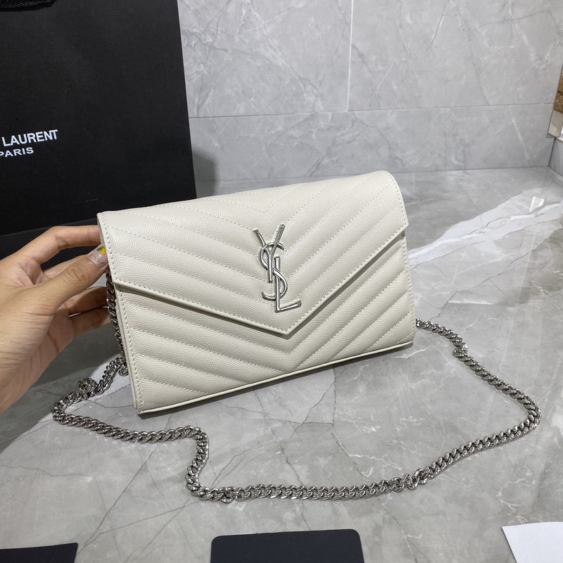 Saint Laurent Monogram Envelope Bag White