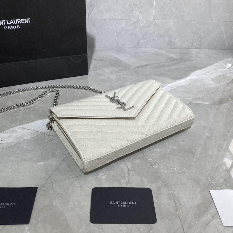 Saint Laurent Monogram Envelope Bag White