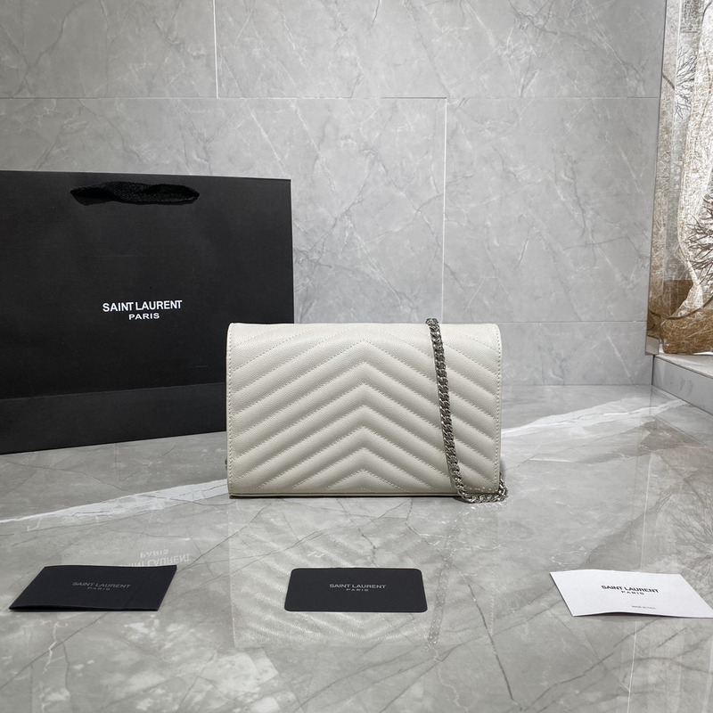 Saint Laurent Monogram Envelope Bag White