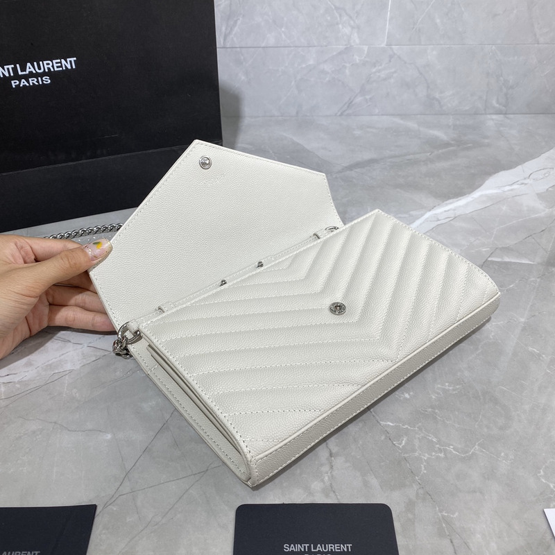 Saint Laurent Monogram Envelope Bag White