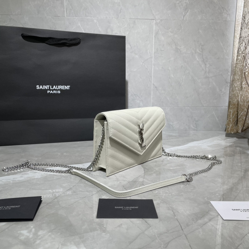 Saint Laurent Loulou Small Quilted Leather Shoulder Bag White