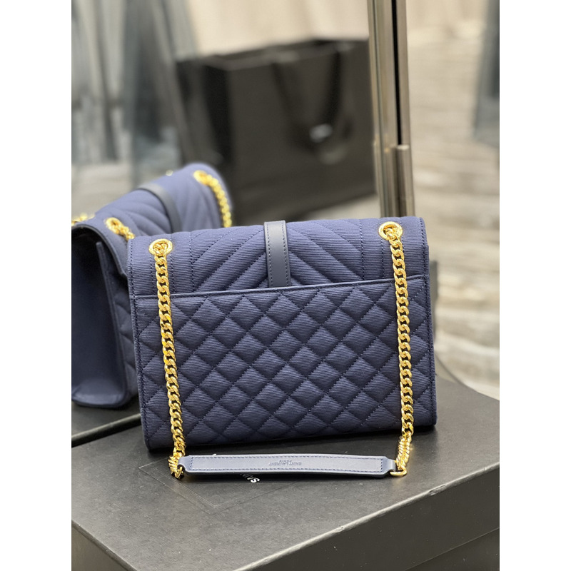 Saint Laurent Leather Messenger Bag Blue