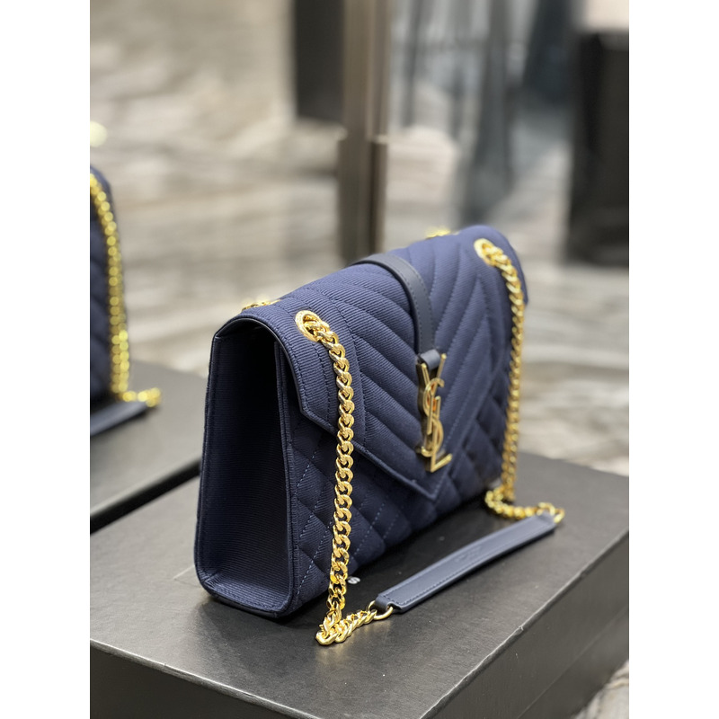 Saint Laurent Leather Messenger Bag Blue