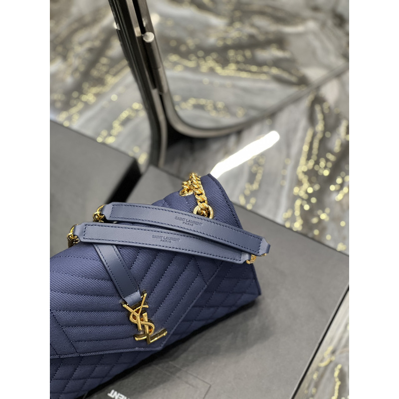 Saint Laurent Leather Messenger Bag Blue