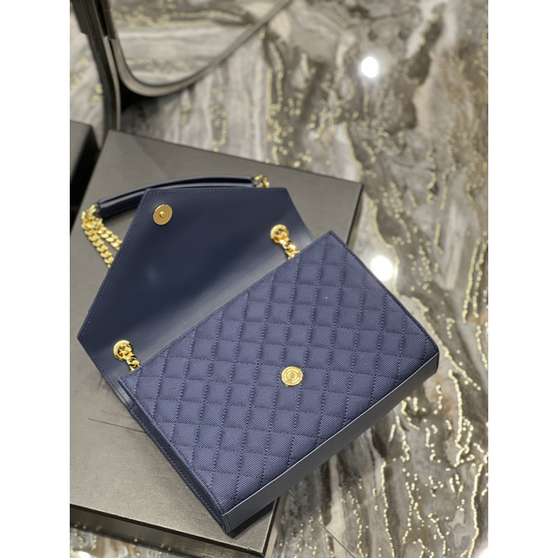 Saint Laurent Leather Messenger Bag Blue