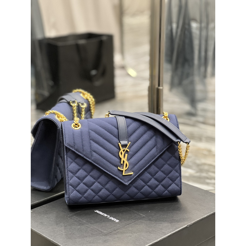 Saint Laurent Leather Messenger Bag Blue