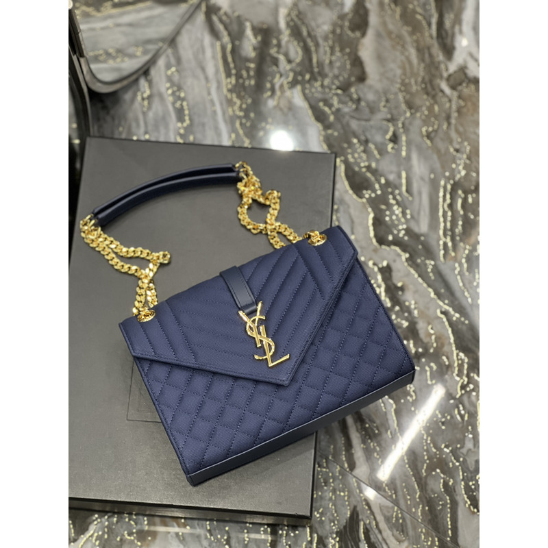 Saint Laurent Leather Messenger Bag Blue