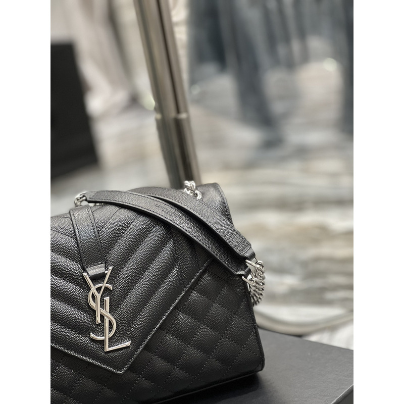 Saint Laurent Leather Messenger Bag Black