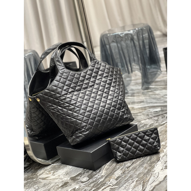 Saint Laurent Icare Sheepskin Tote Black
