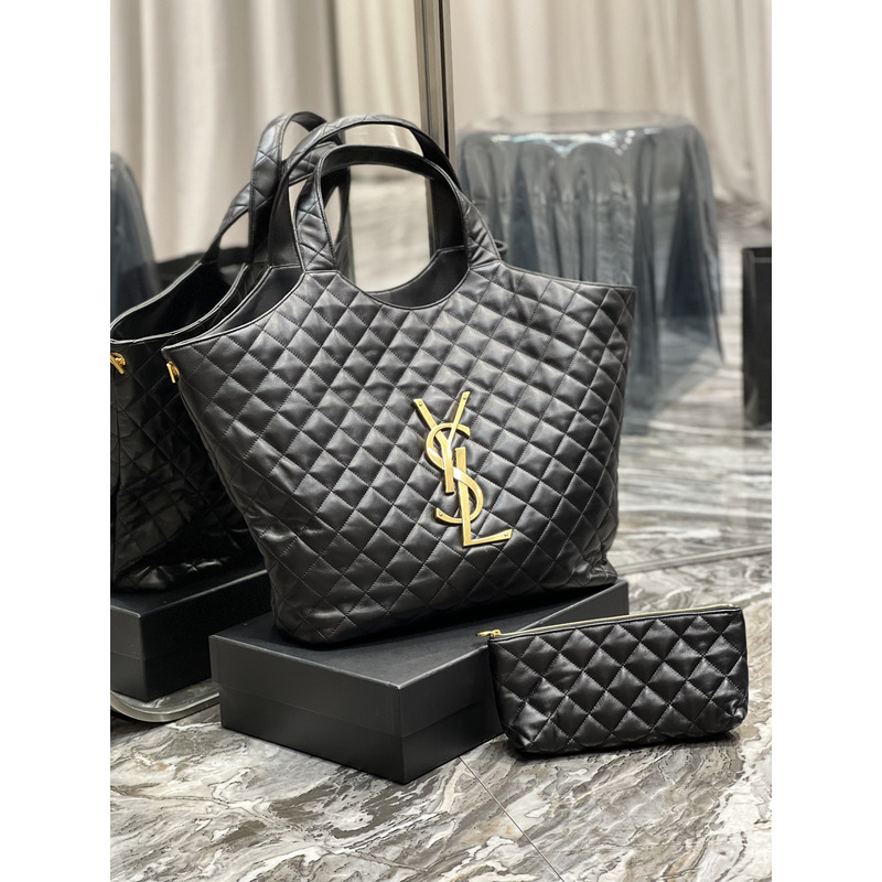 Saint Laurent Icare Sheepskin Tote Black