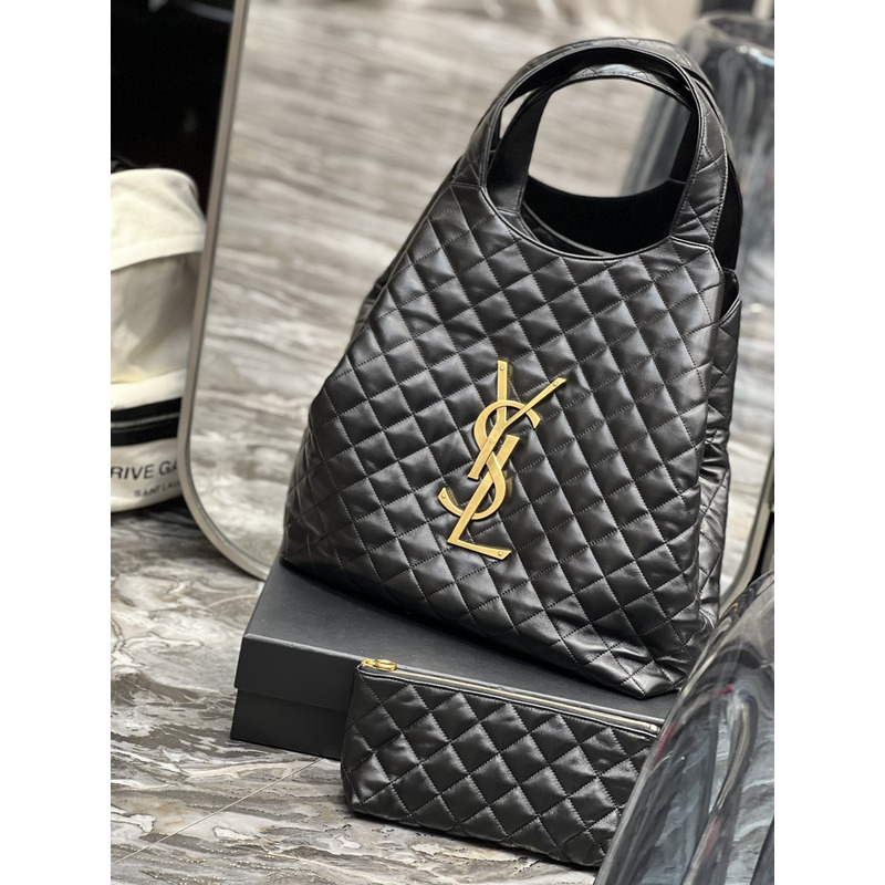 Saint Laurent Icare Sheepskin Tote Black