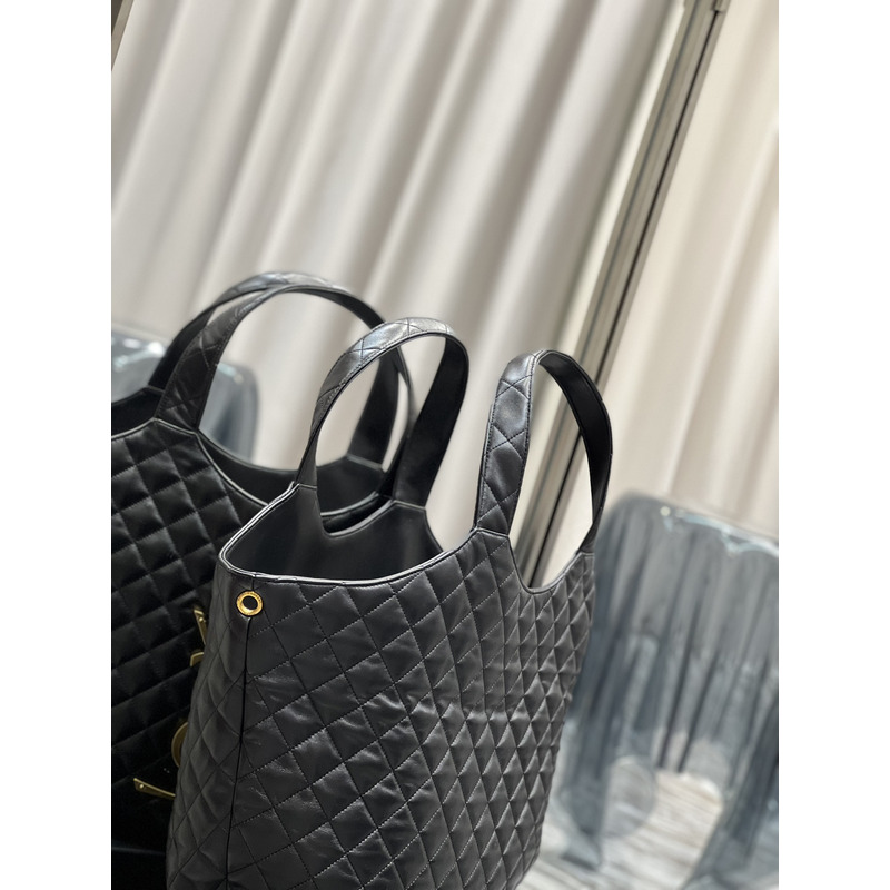 Saint Laurent Icare Sheepskin Tote Black