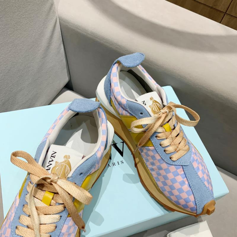 LANVIN BumperPink Blue Plaid Yellow Stripe Sneaker
