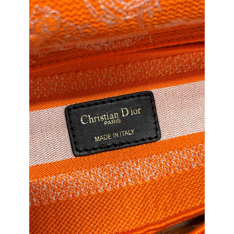D*or medium lady d-lite print embroidered bag 24 x 20 x 11 cm orange