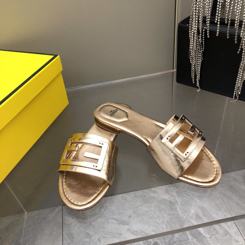 F**di leather sandals bronze