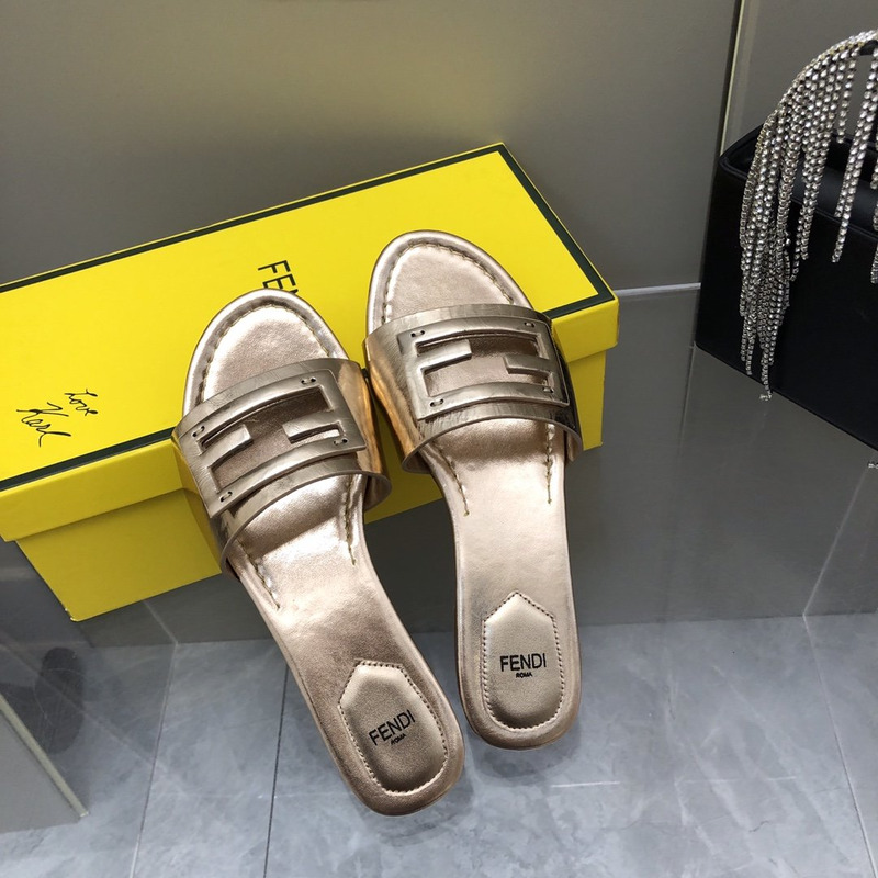 F**di leather sandals bronze