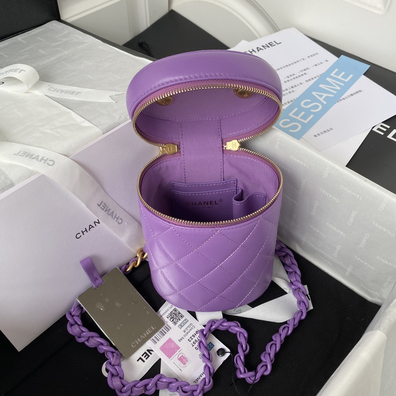 Ch*el small vanity case purple