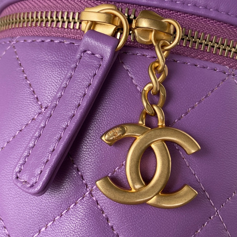 Ch*el small vanity case purple