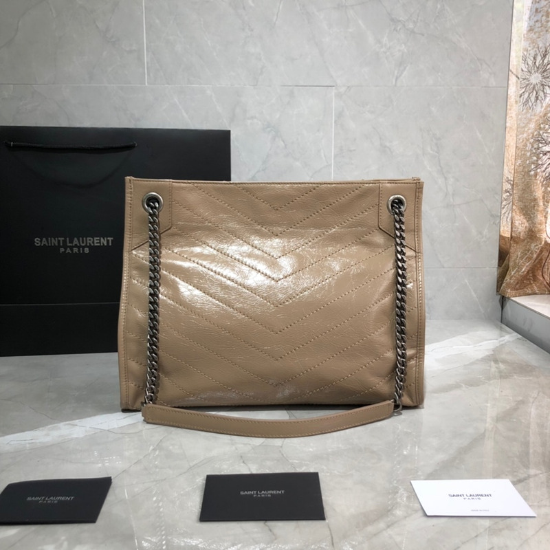 Saint laurent Ysl Niki Shopping Bag Leather Milk Brown