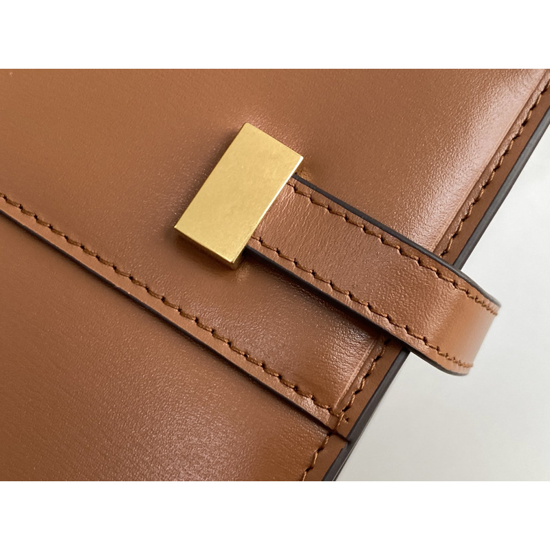 Saint Laurent MANHATTAN SMALL BOX SAINT LAURENT LEATHER SHOULDER BAG Brick and dark ebony