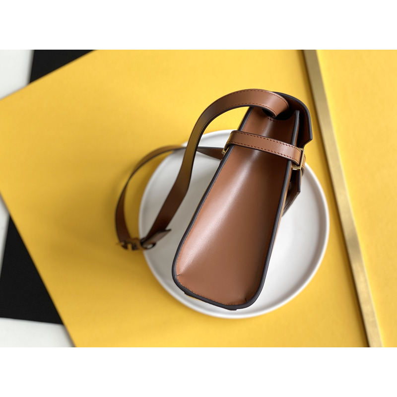 Saint Laurent MANHATTAN SMALL BOX SAINT LAURENT LEATHER SHOULDER BAG Brick and dark ebony