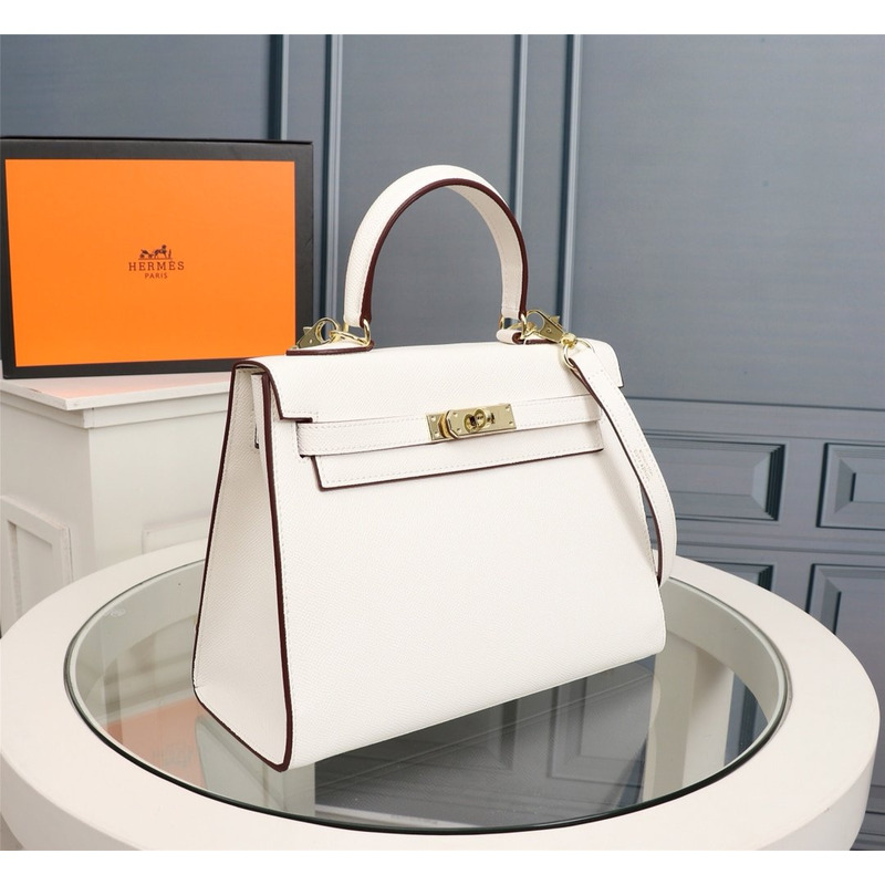 H**mes gold epsom sellier kelly 25 gold hardware white