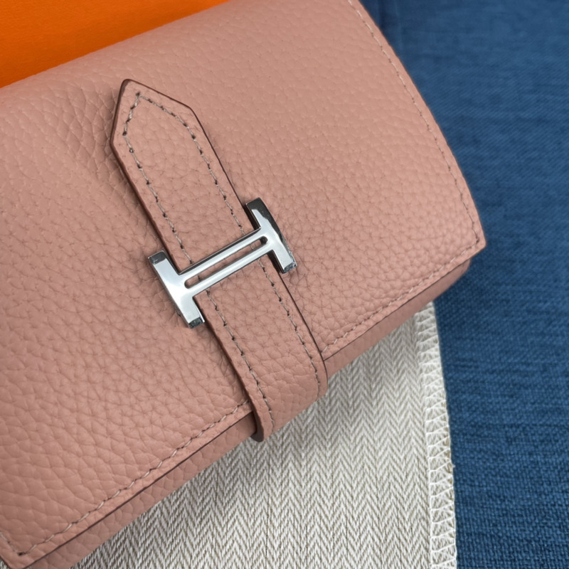 H**mes bearn compact wallet with palladium-plated