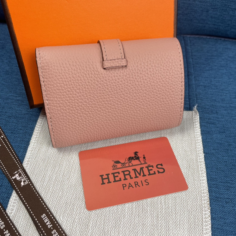 H**mes bearn compact wallet with palladium-plated