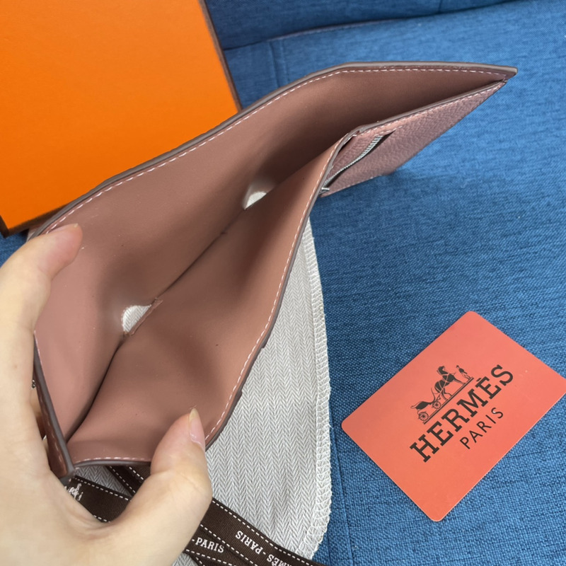 H**mes bearn compact wallet with palladium-plated
