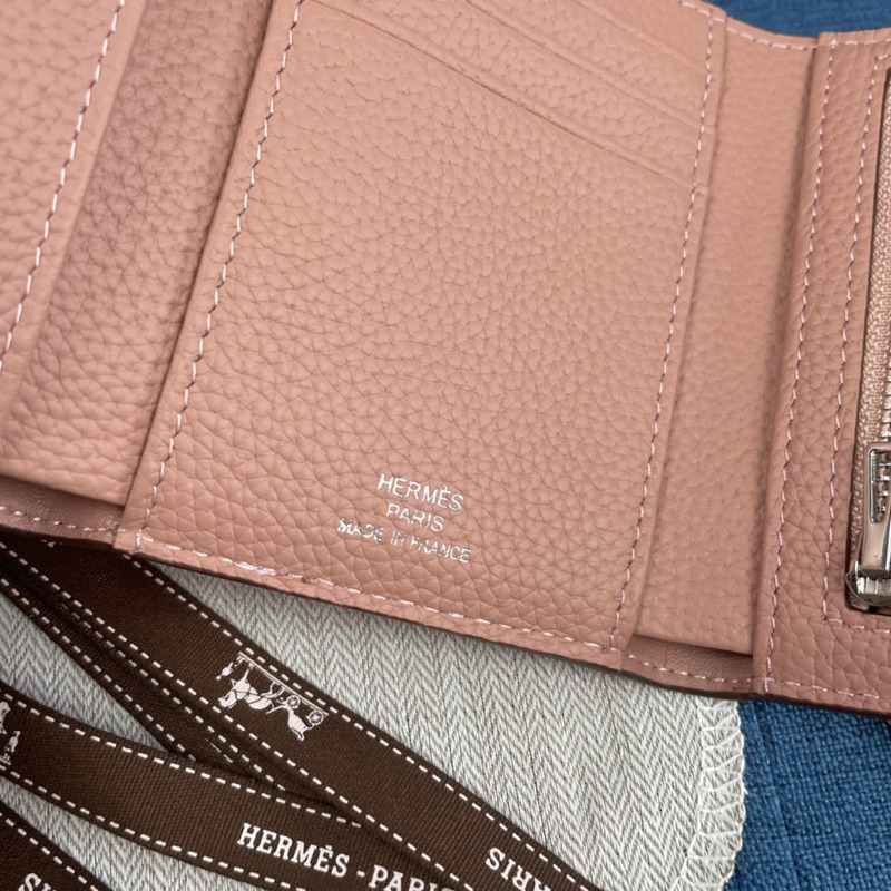 H**mes bearn compact wallet with palladium-plated