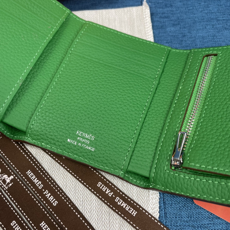 H**mes bearn compact wallet with palladium-plated