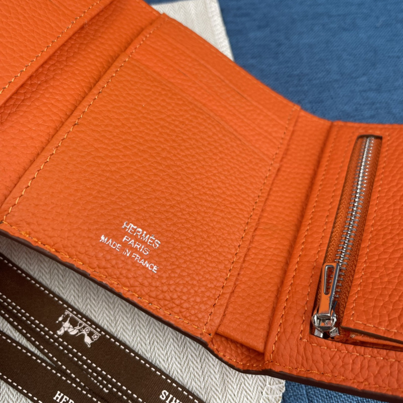 H**mes bearn compact wallet with palladium-plated