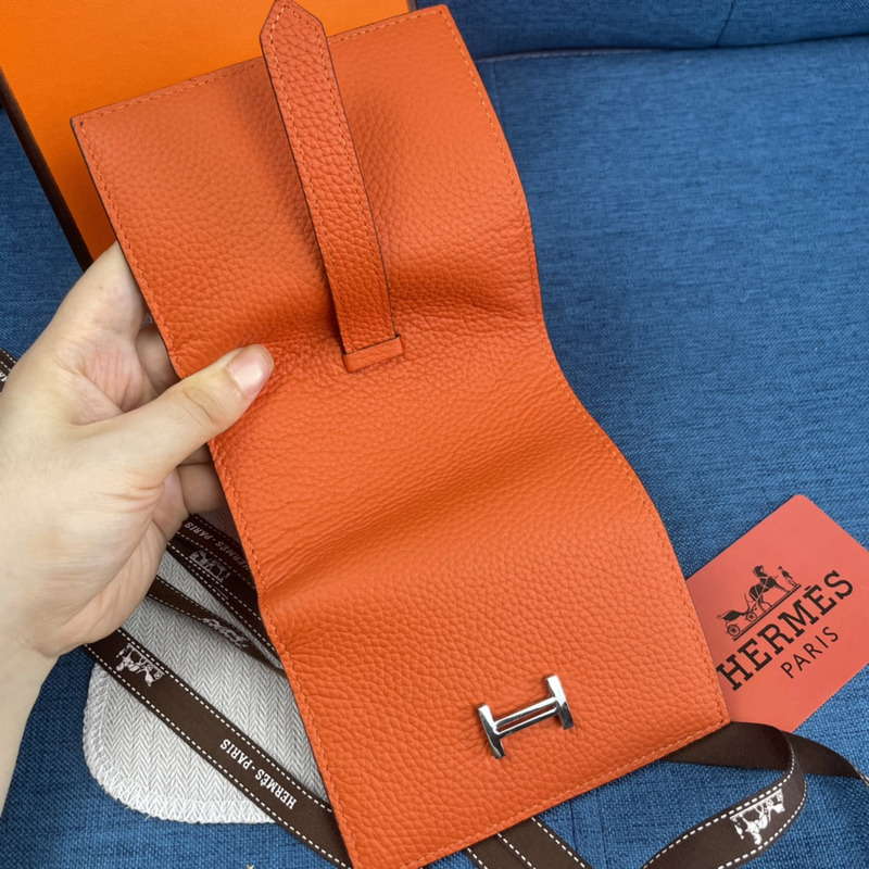 H**mes bearn compact wallet with palladium-plated