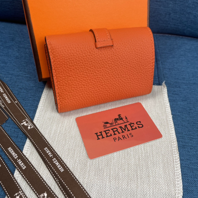 H**mes bearn compact wallet with palladium-plated